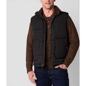 St John's Bay 3XL Men's Quilted Cargo Full Zip Puffer Vest Signature Black. New